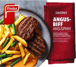 Grillad Angusbiff med pommes stripes Fryst