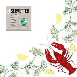 Servett 33cm Kräftor 20-p