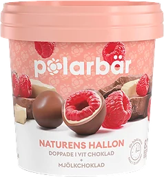 Hallon i vit & mjölkchoklad