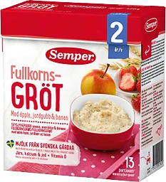 Fullkornsgröt Äpple jordgubb & banan Från 2år 13 port 470g
