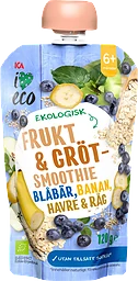 Grötsmoothie blåbär, banan, havre & råg 6m