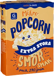 Mikropopcorn Extra Stora Smör 3-pack