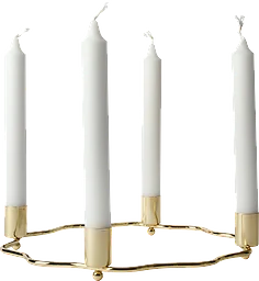 Adventsljusstake Vågig ring guld 4 ljus