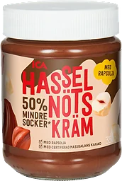 Hasselnötskräm 50% Mindre Socker
