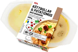 Färdigmat Köttbullar och Potatismos med Gräddsås