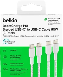 USB-C till USB-C 1m 2-pack vit