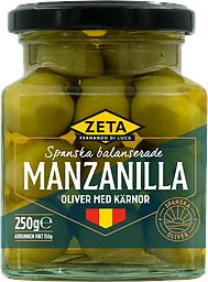 Manzanilla-oliver med kärna 250g