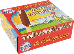 Glasspinne Vanilj med mjölkchoklad 40g 12-p Engelholms Glass