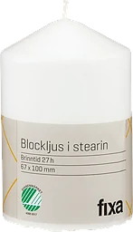 Blockljus 10Cm Stearin Vit
