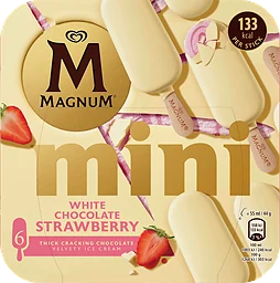 Glasspinnar White chocolate strawberry 6-pack