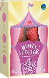 Våffelstrutar Med smak av hallon 10-p