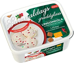 Gammaldags gräddglass Lingonkola
