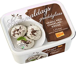 Gammeldags gräddglass krossad choklad