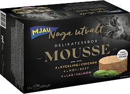 Kattmat Mousse Delikatessbox Kyckling/Nöt/Lax 12p