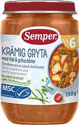 Barnmat Krämig gryta med fisk & gröna bönor 6 Mån