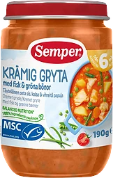 Barnmat Krämig gryta med fisk & gröna bönor 6m
