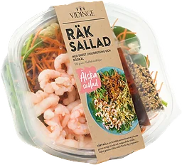 Räksallad Sweet Chilidressing och Rödkål