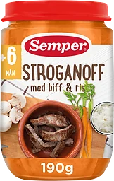 Stroganoff med biff & ris 6m