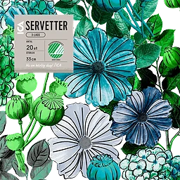 Servett 33cm Fleur grön-vit