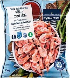 Räkor med skal 70/90 Frysta