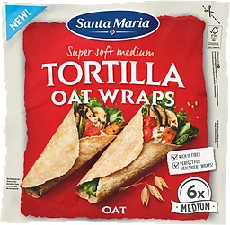 Tortilla Oat Wraps Med 6s