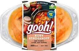 Korvstroganoff med vildris vitkål och paprika