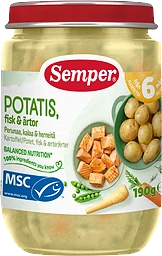 Barnmat Potatis, fisk & ärtor 6m