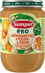 Barnmat Grönsaker med kyckling & bönor Eko 6m