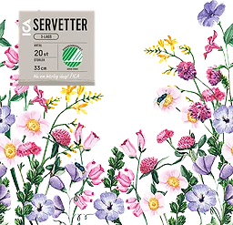 Servett 33cm Ängsblommor 20-p