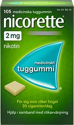 Medicinskt tuggummi 2mg 105-p