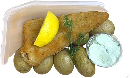 Sprödbakad Torsk Med Örtcream Och Kokt Potatis