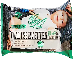 Tvättservetter Oparfymerade Reseförpackning 24-p Miljömärkt
