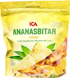 Ananasbitar Torkade
