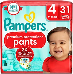 Byxblöjor Premium Protection Pants Strl 4 9-15kg 31-p