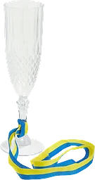 Champagneglas m blå/gult band 22,5cm