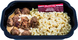 Köttbullar med stuvade makaroner