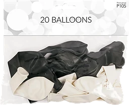 Ballonger Svarta/Vit 20-pack