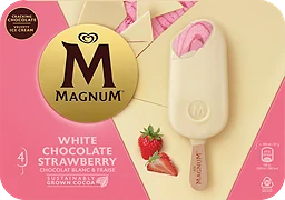 Glasspinnar White chocolate strawberry 4-pack