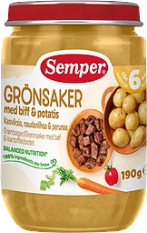 Barnmat Grönsaker med biff 6m