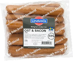 Grillkorv Ost och Bacon 72% Kötthalt Chark