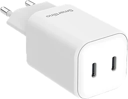 Väggladdare 45W 2xUSB-C vit