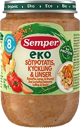 Barnmat Sötpotatis,kyckling & linser Eko 8m