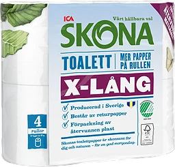 Toalettpapper X-lång 4-p Miljömärkt
