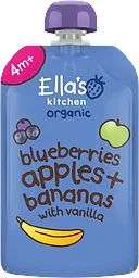 Blåbär, äpple, banan & vaniljpuré Eko 4m