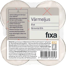 Värmeljus 8h