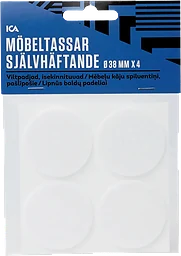 Möbeltassar självhäftande Vita 38mm
