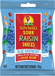 Frukt-snacks russin sura blå hallon