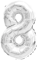 Folieballong Nr 8 Silver 35cm